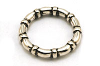 Metallperle Ring Ribbel 36 mm antiksilber