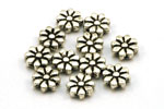 Metallperlen Blumen klein 9 mm silber - 10 Stk.